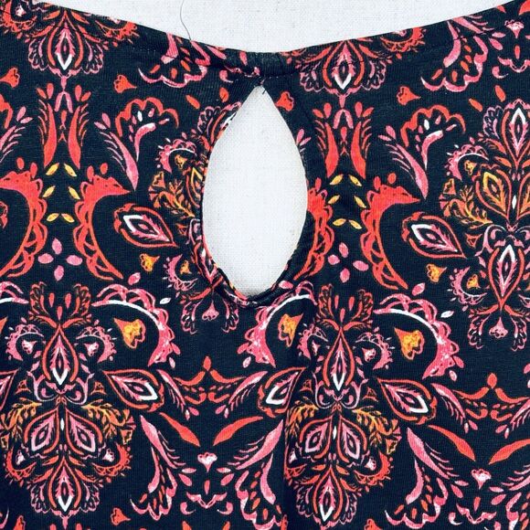 Roaman’s 2X-Large 26/28 Flared Top Geometric Round Neck Cap Sleeve Stretch Multi - Picture 6 of 9